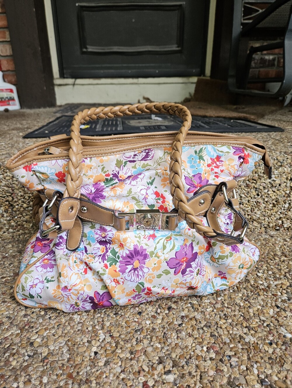 Rosetti Double Braided Floral Print Shoulder Bag - Picture 3 of 6
